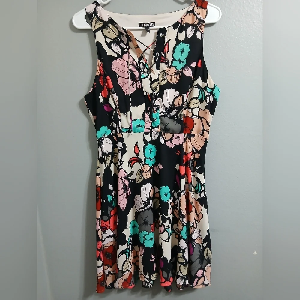 Express Multicolor Floral Mini‎ Dress